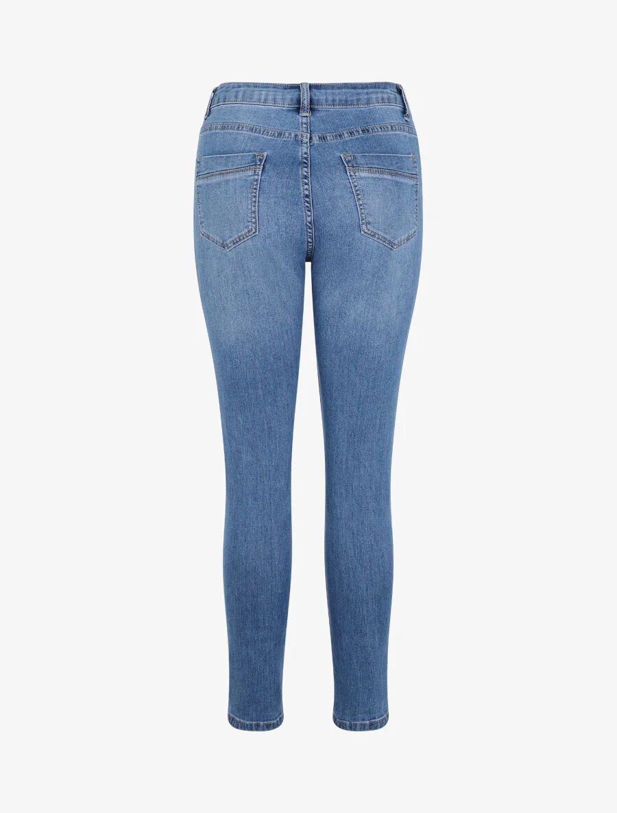 Skinny jeans met hoge taille en gewassen - Lichtblauw - Image 2