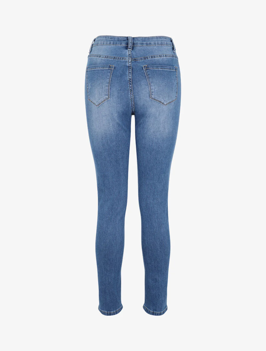Grote maat skinny jeans met wassing en scheuren - Blauw - Image 2