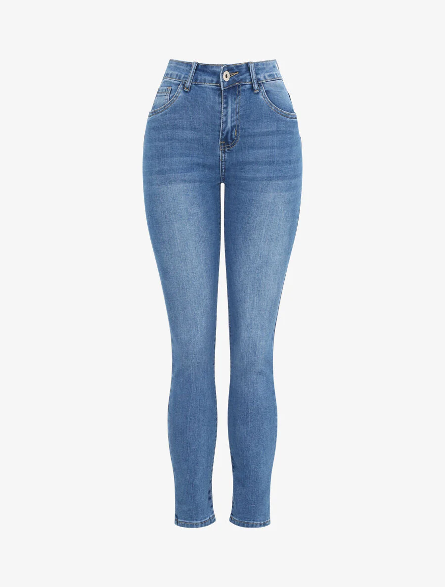 Hoge taille skinny jeans - Blauw