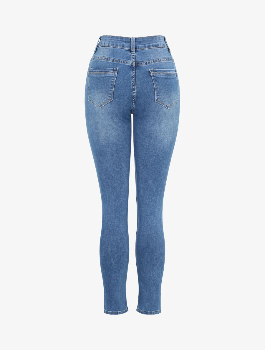 Hoge taille skinny jeans - Blauw - Image 2