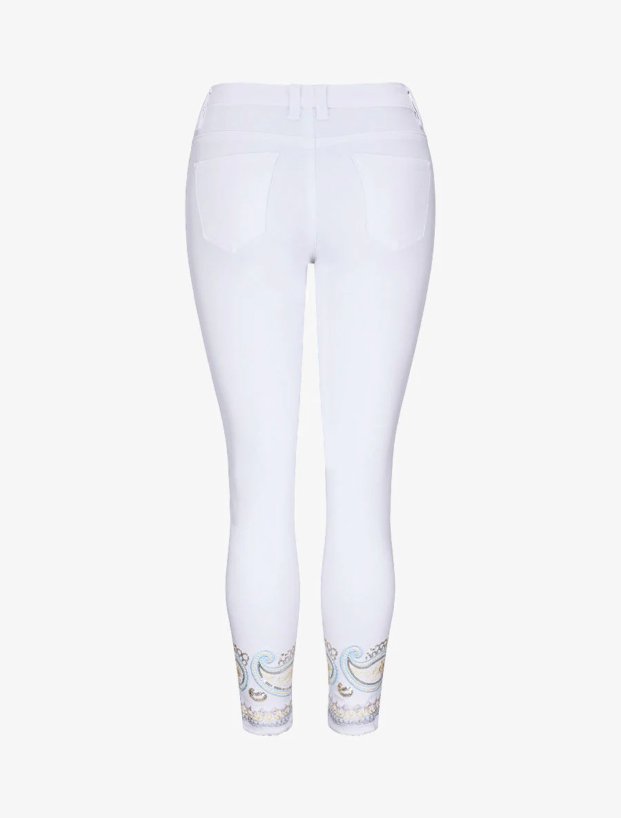 Hoge taille skinny jeans met gestileerd kasjmier borduurwerk - Wit - Image 2