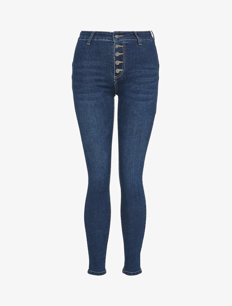 Skinny jeans met knopen - Blauw denim