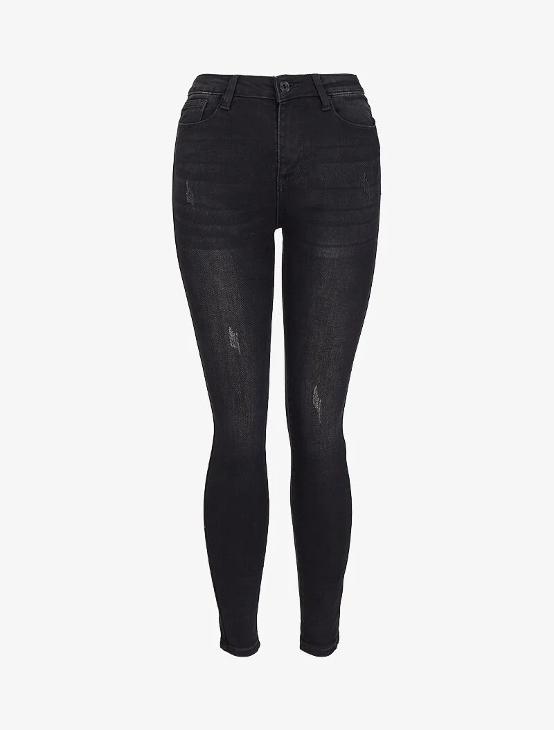 Jean skinny licht vervaagd en gescheurd - Zwart