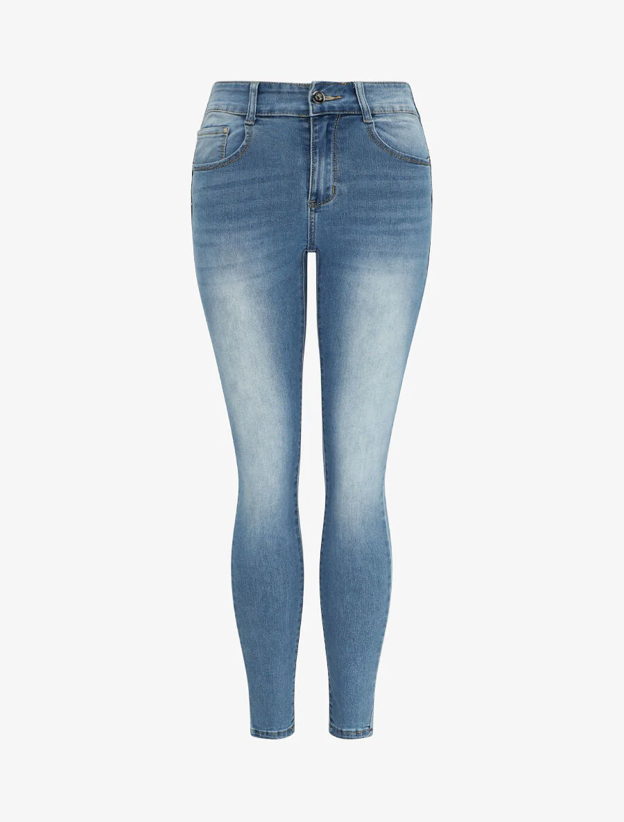 Skinny jeans met push-up effect - Blauw denim