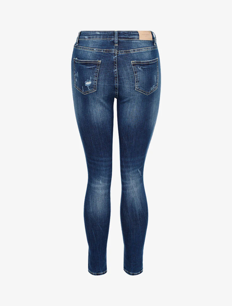Skinny jeans met uitsnijdingen - blauw denim - Image 3