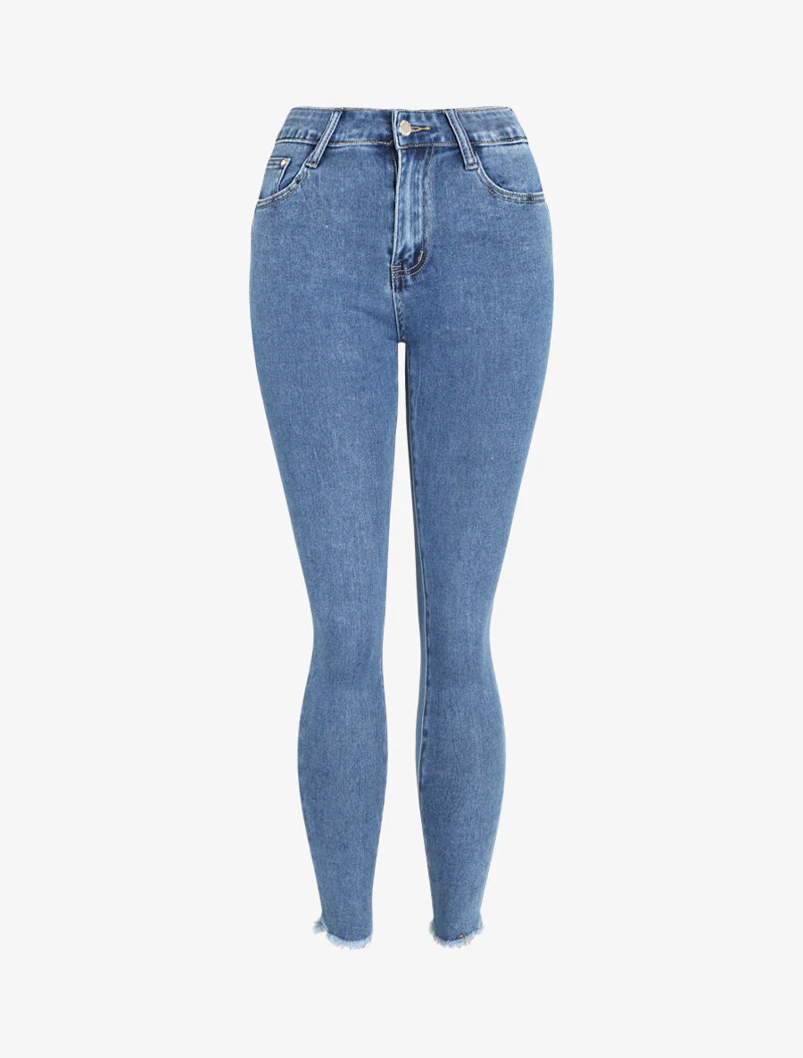 Jean skinny push up met scherpe zoomranden - Blauw