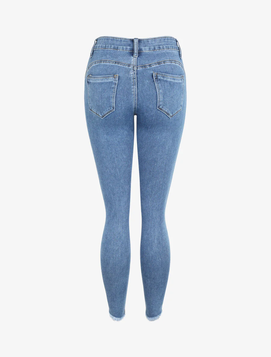 Jean skinny push up met scherpe zoomranden - Blauw - Image 2
