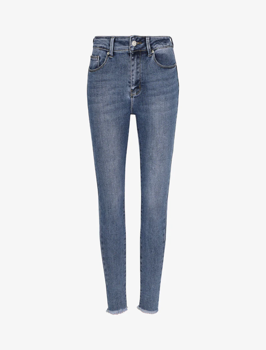 Jean skinny push up met scherpe zoomranden - Blauw