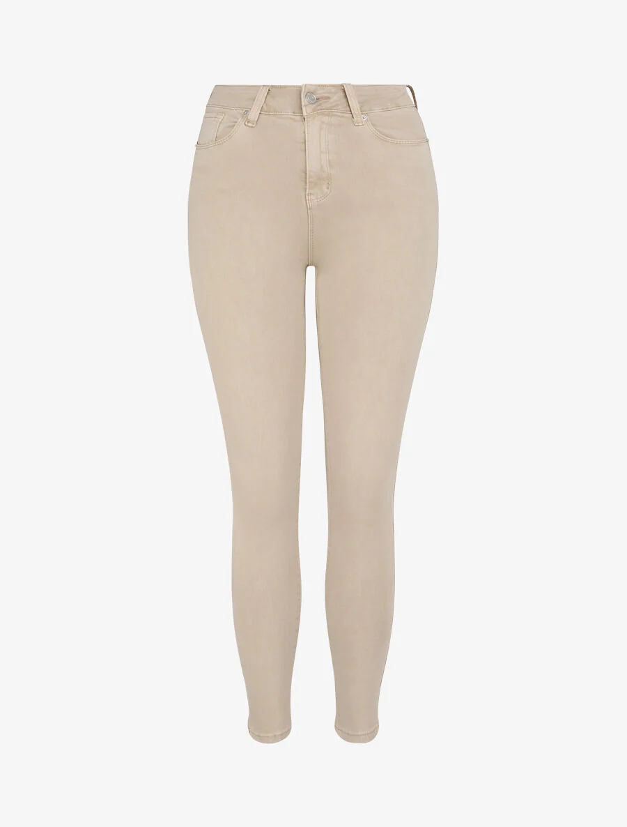 Jean skinny push up met zichtbare naden - taupe
