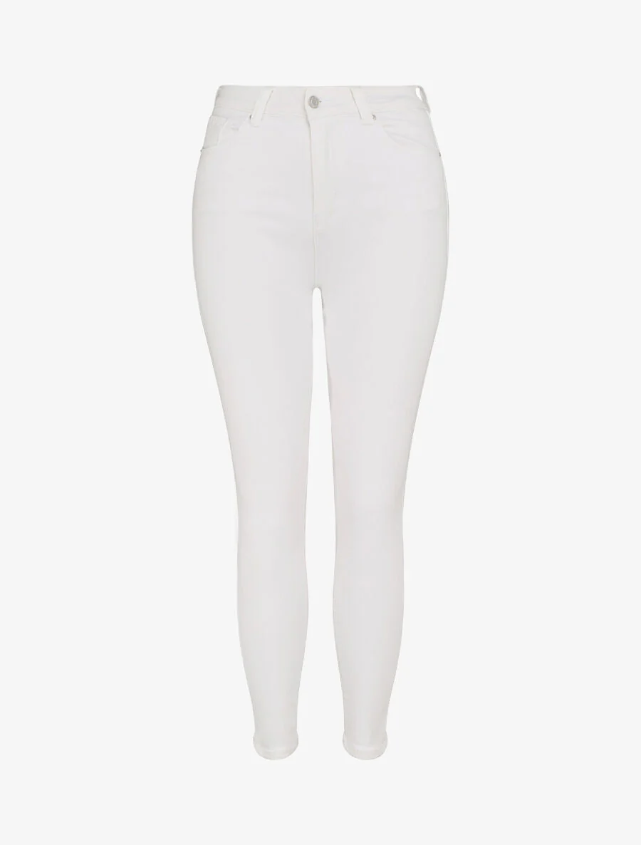 Jean skinny push up met zichtbare naden - Crème