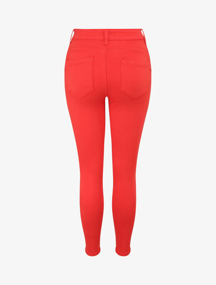 Jean skinny push up met zichtbare naden - Rood - Image 2