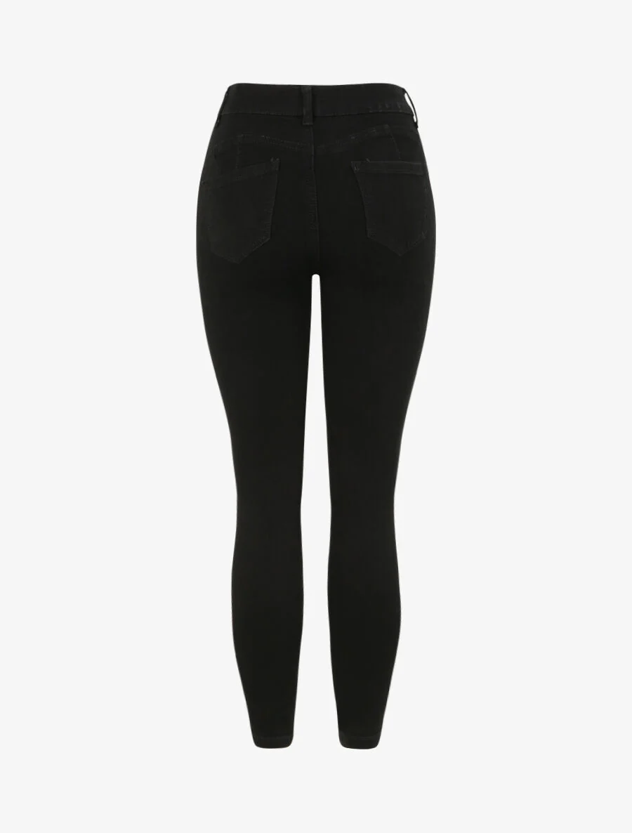Skinny push up jeans effen - Zwart - Image 2