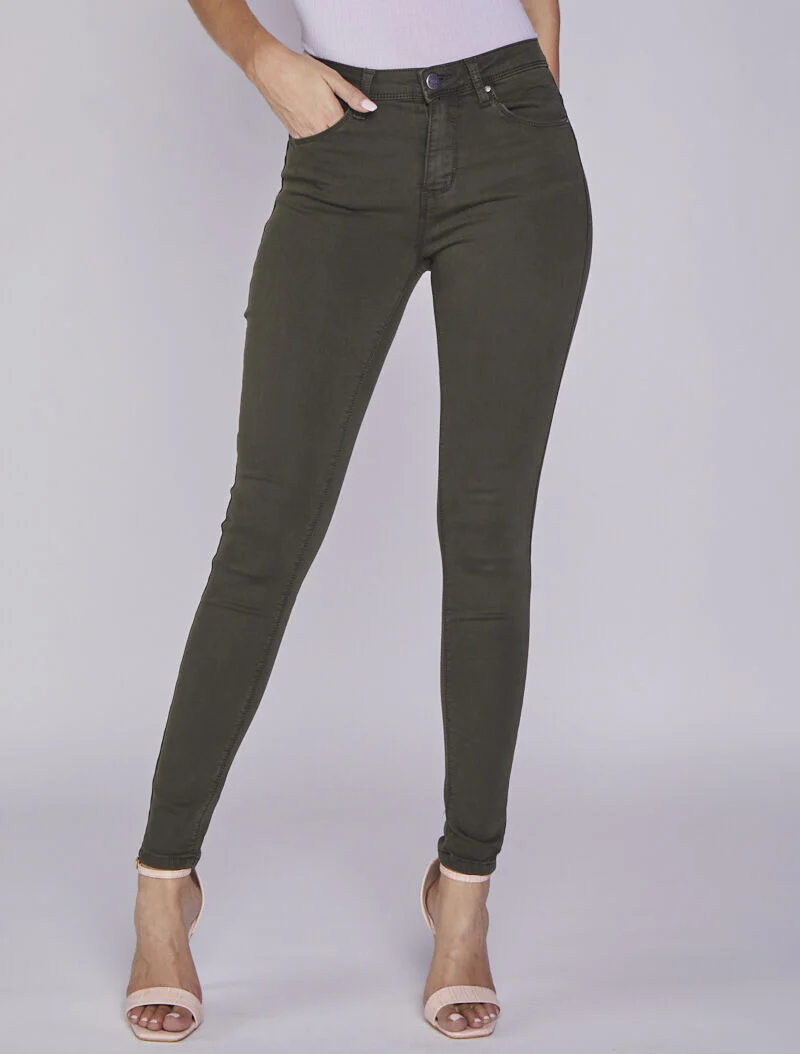 Skinny jeans standaard taille - Kaki
