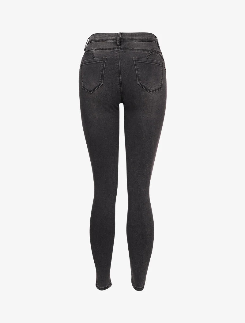 Skinny jeans standaard taille licht vervaagd - Donkergrijs - Image 2