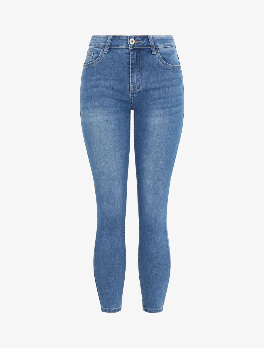 Jean skinny stretch met hoge taille - Blauw denim