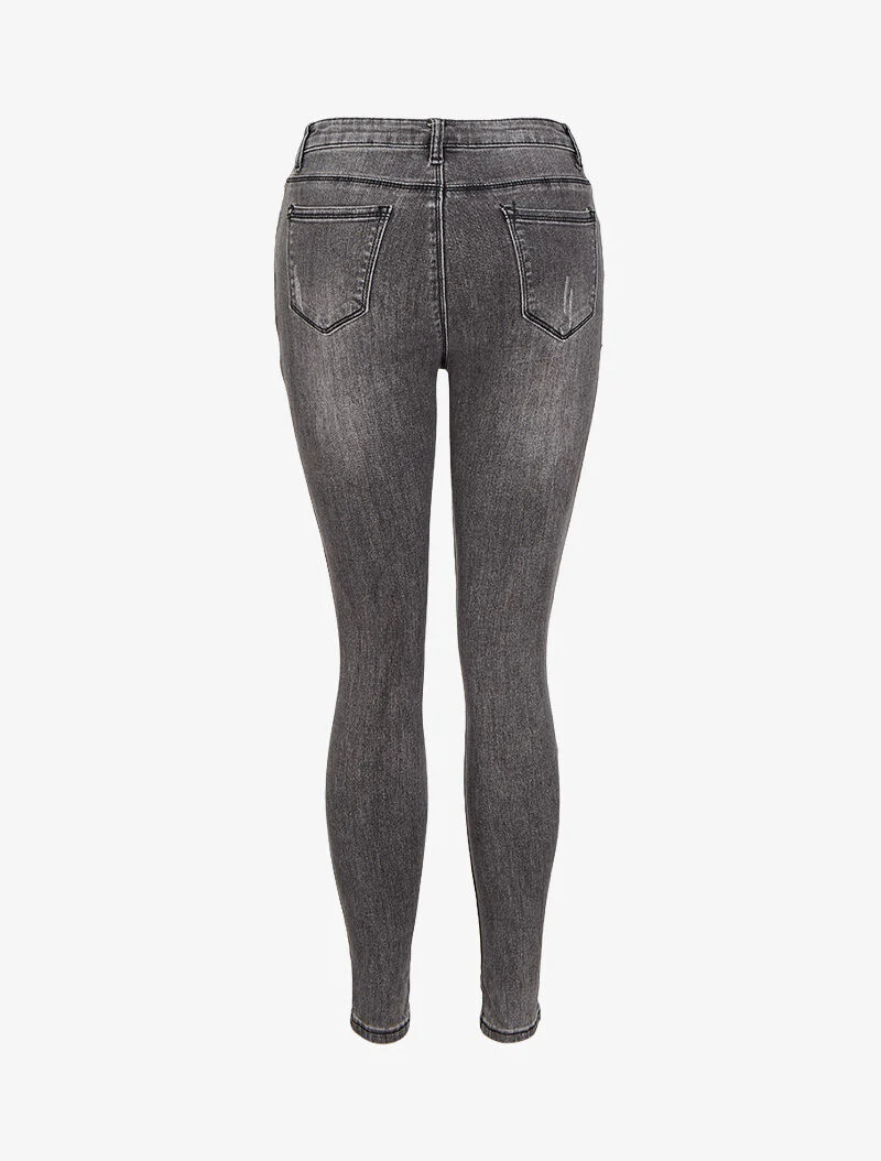 Jean skinny verbleekt en gescheurd - Grijs - Image 2