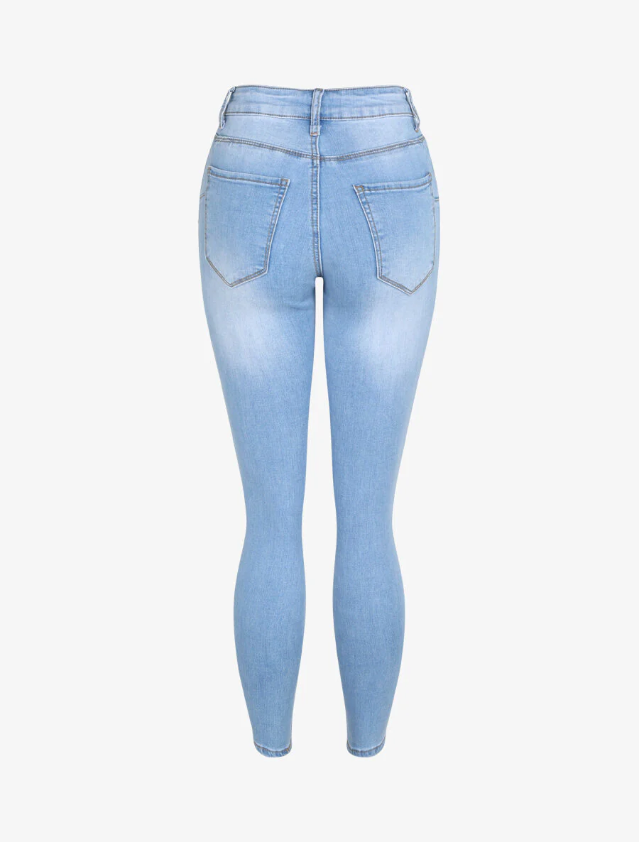 Jean skinny verbleekt en push up - Lichtblauw - Image 2