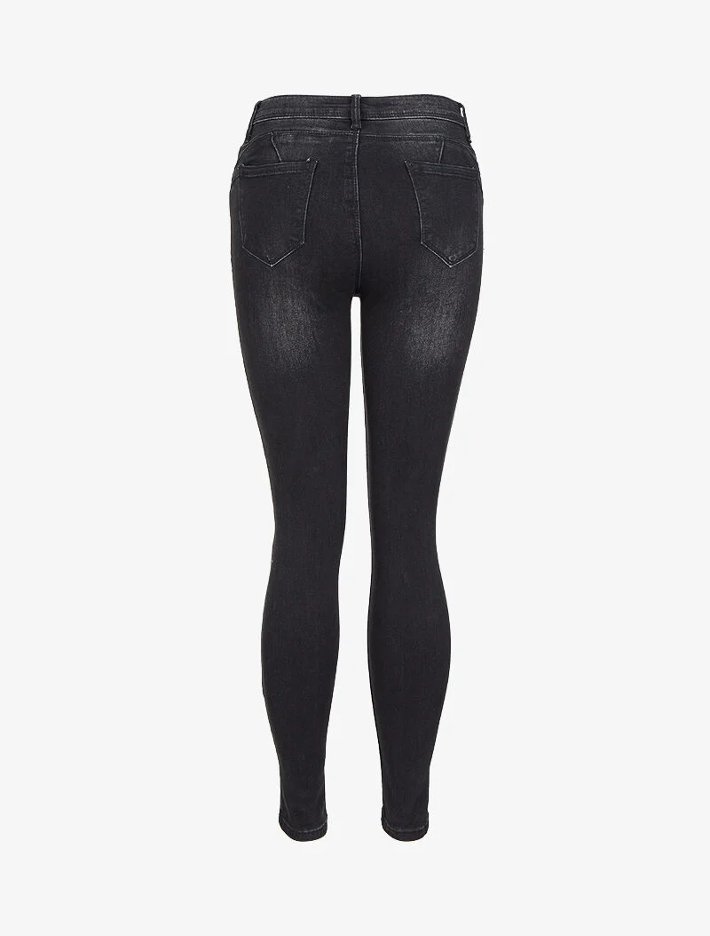 Jean skinny verbleekt - Zwart - Image 2
