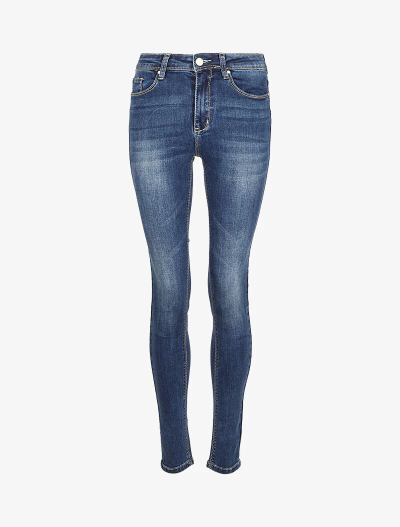 Jean skinny verbleekt met gestileerde naden - Blauw denim - Image 3