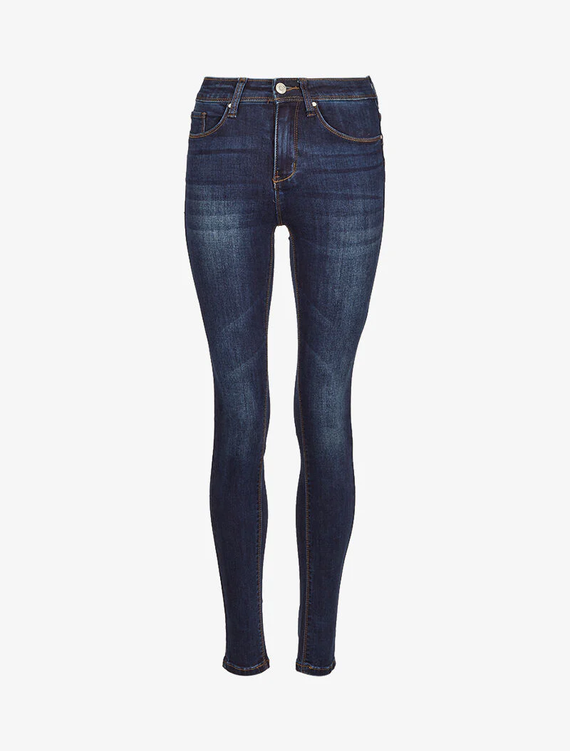 Jean skinny verbleekt met gestileerde naden - Donker denim - Image 3