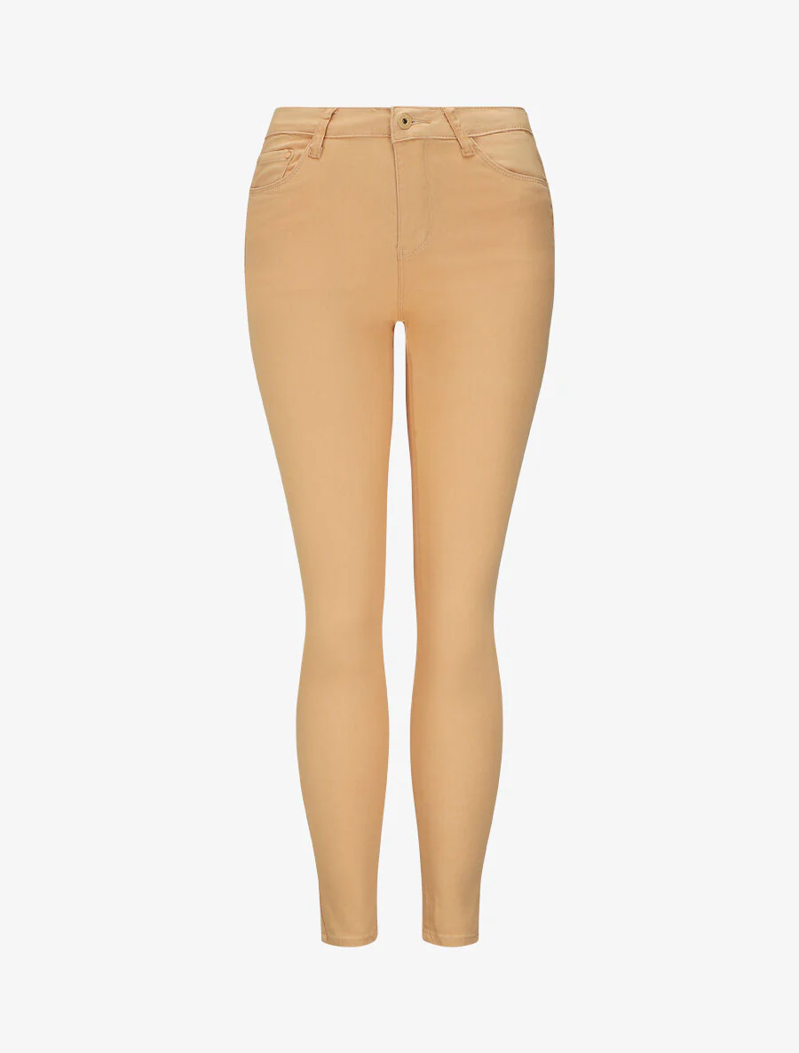 Jean slim eenkleurig push up - Abrikoos