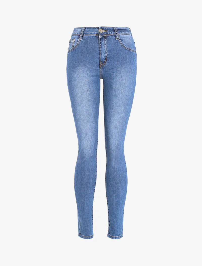 Slim jeans met borduursels en pailletten - licht denim - Image 3