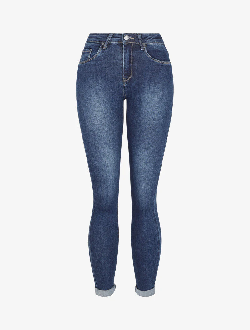 Slim jeans met stiksels - Blauw denim