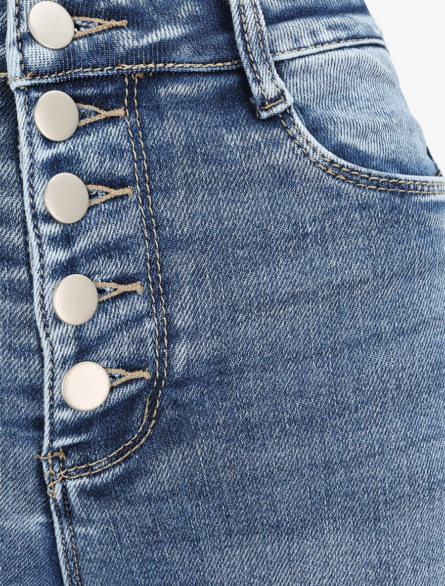 Slim push up jeans met knopen - Blauw denim - Image 3