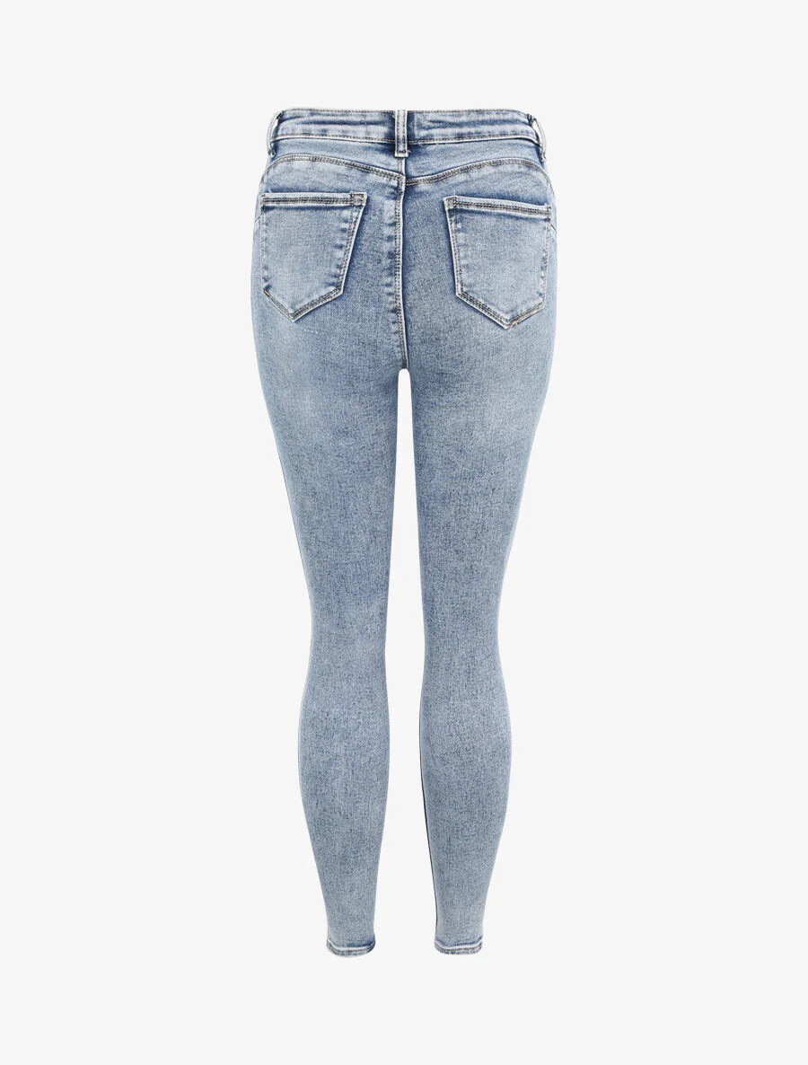 Slim fit push up jeans met krassen - Blauw denim - Image 2