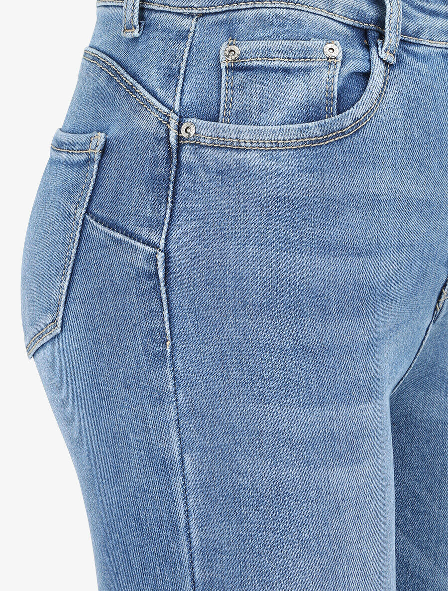 Slim fit push up jeans met omslag - Blauw denim - Image 3
