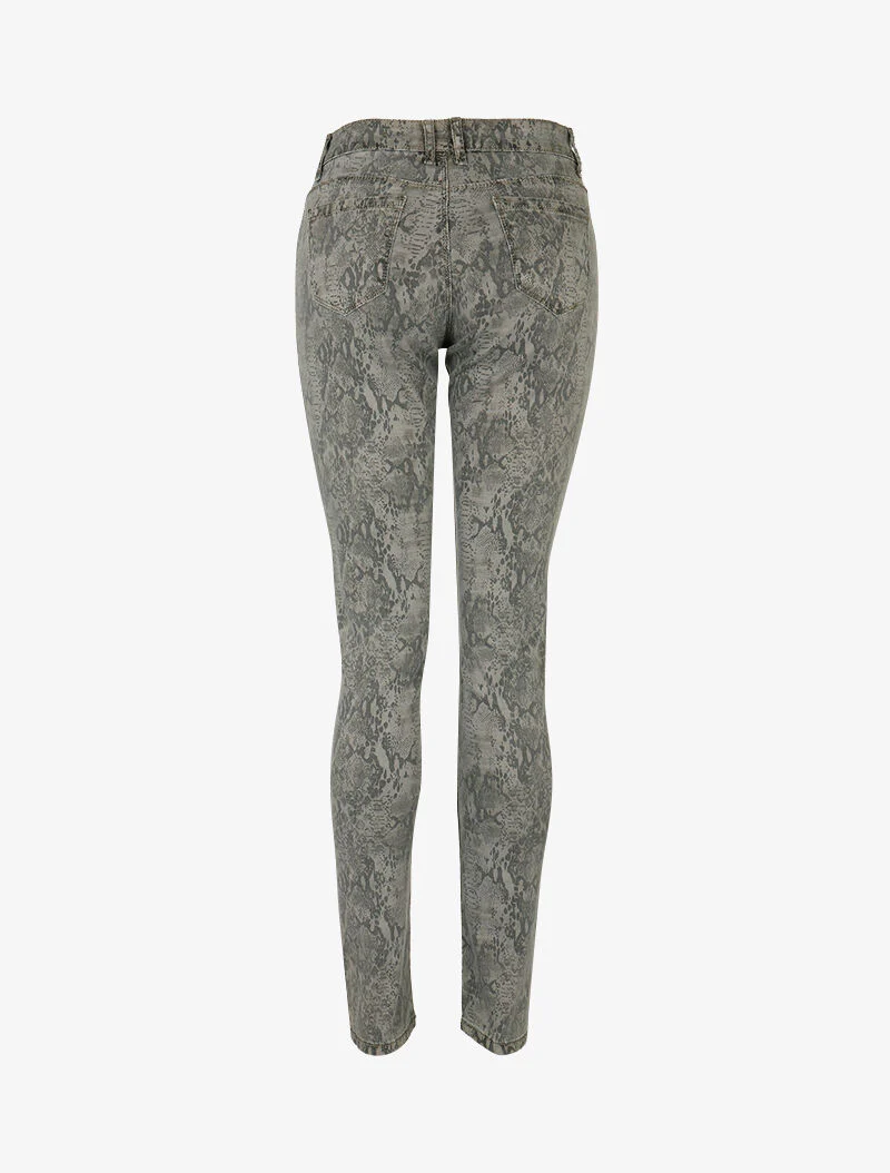 Slanke jeans met slangenprint - grijs - Image 4