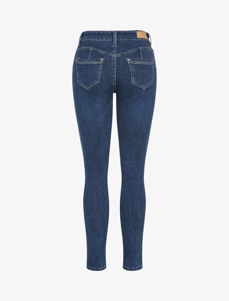 Slim fit jeans met standaard taille en 2 knopen sluiting - Blauw - Image 2