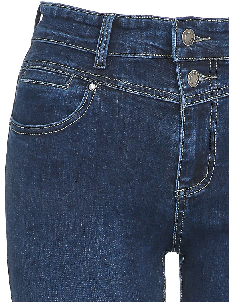 Slim fit jeans met standaard taille en 2 knopen sluiting - Blauw - Image 3