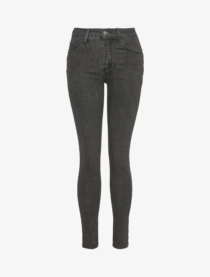 Slim fit stretch jeans met standaard taille - Donkergrijs