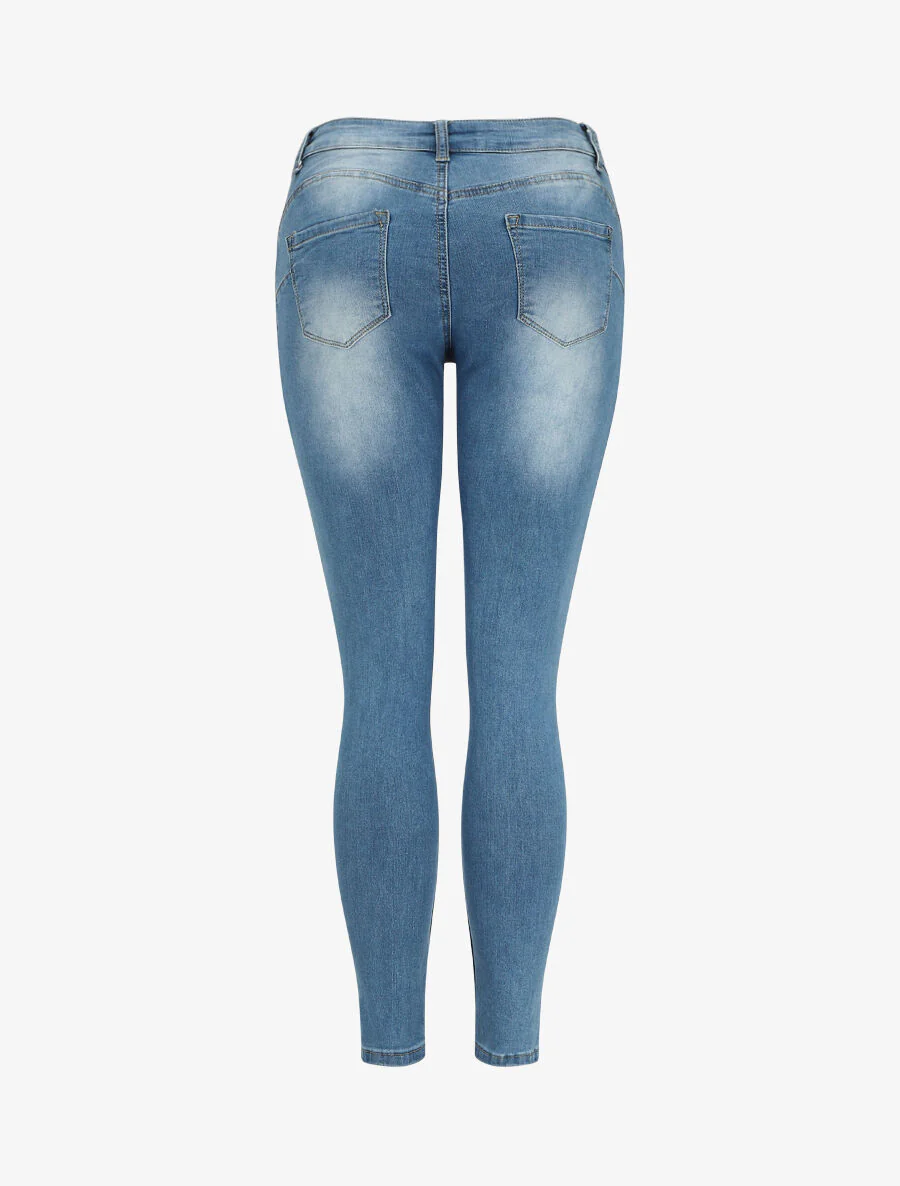 Jean slim verbleekt push up - Blauw denim - Image 2