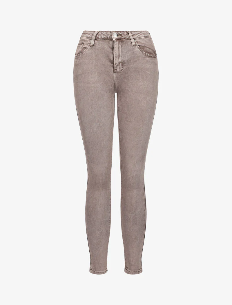 Jean stretch met hoge taille en skinny pasvorm - Beige