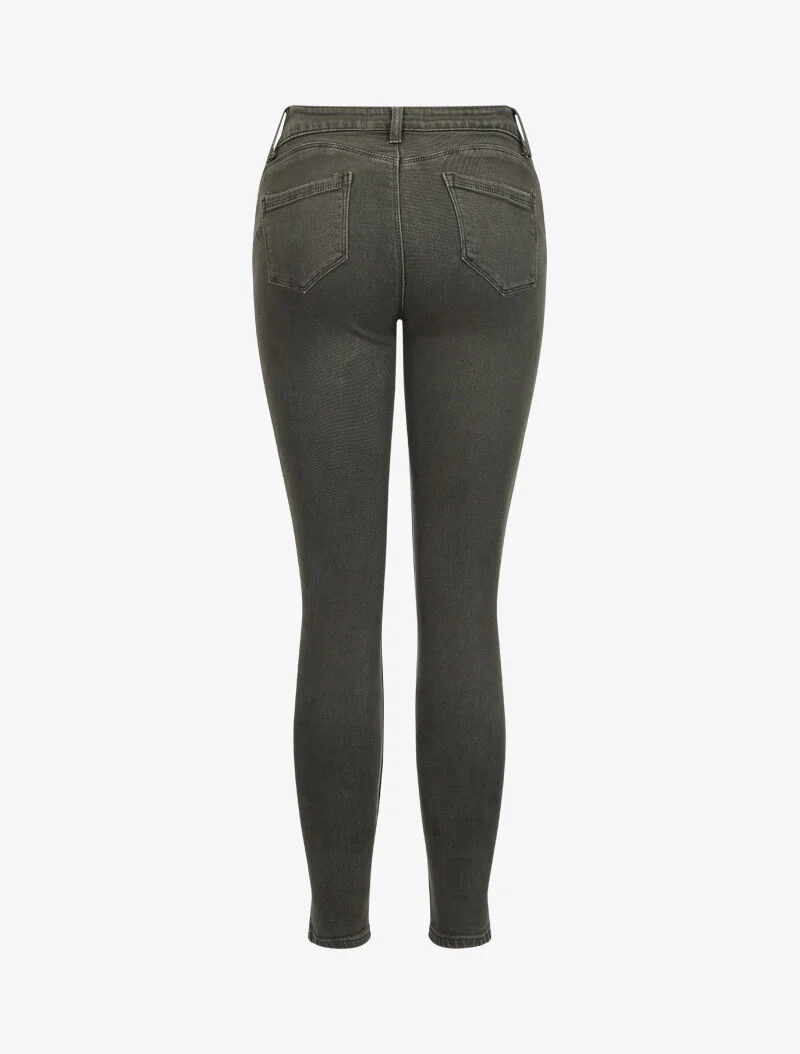 Jean stretch met hoge taille en skinny pasvorm - Kakigroen - Image 2