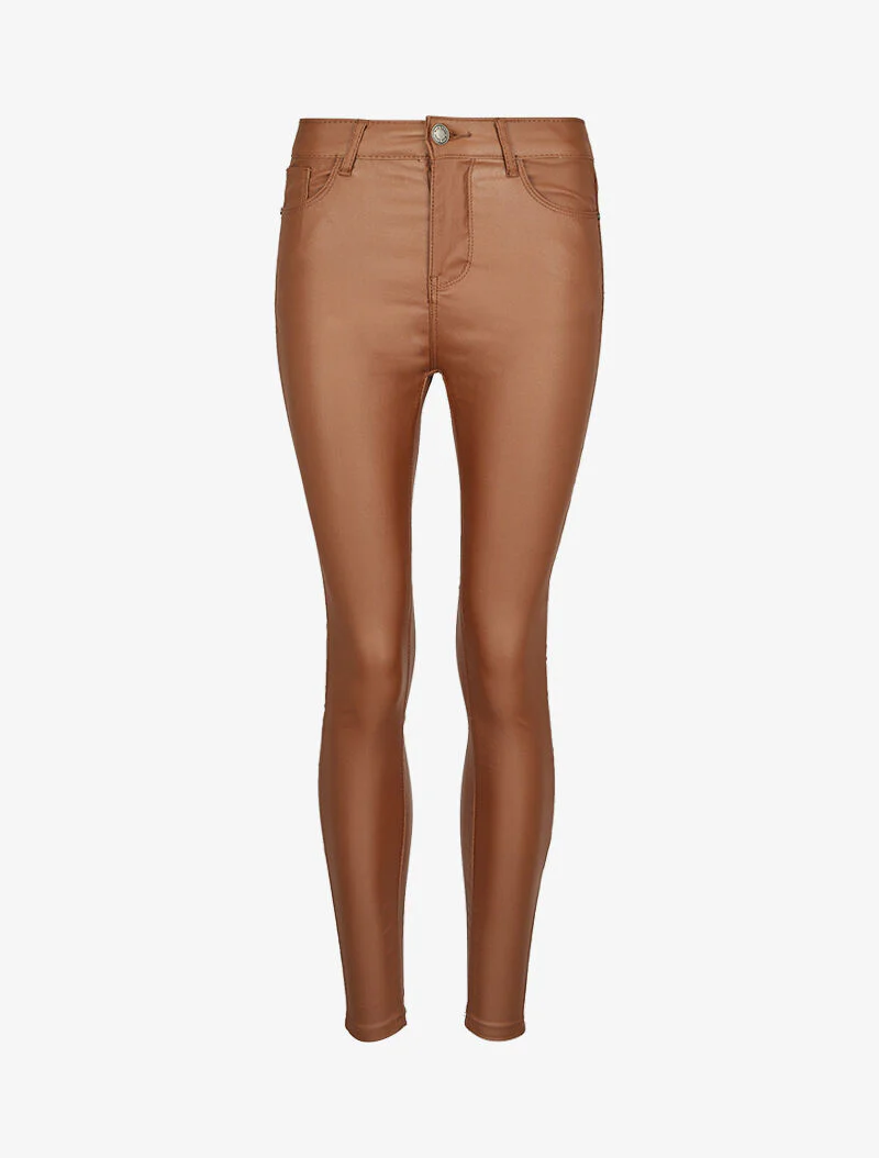 Jean ultra skinny met coating - Kameel - Image 3