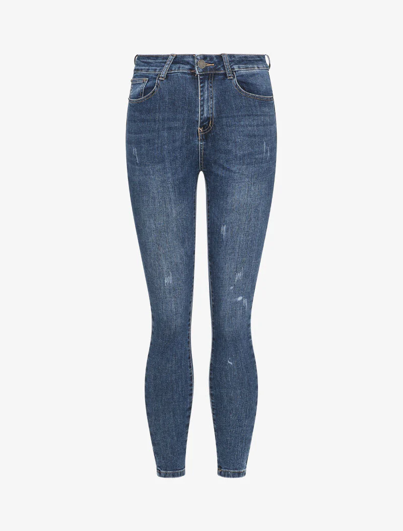 Jean ultra skinny met fijne scheuren - Blauw denim