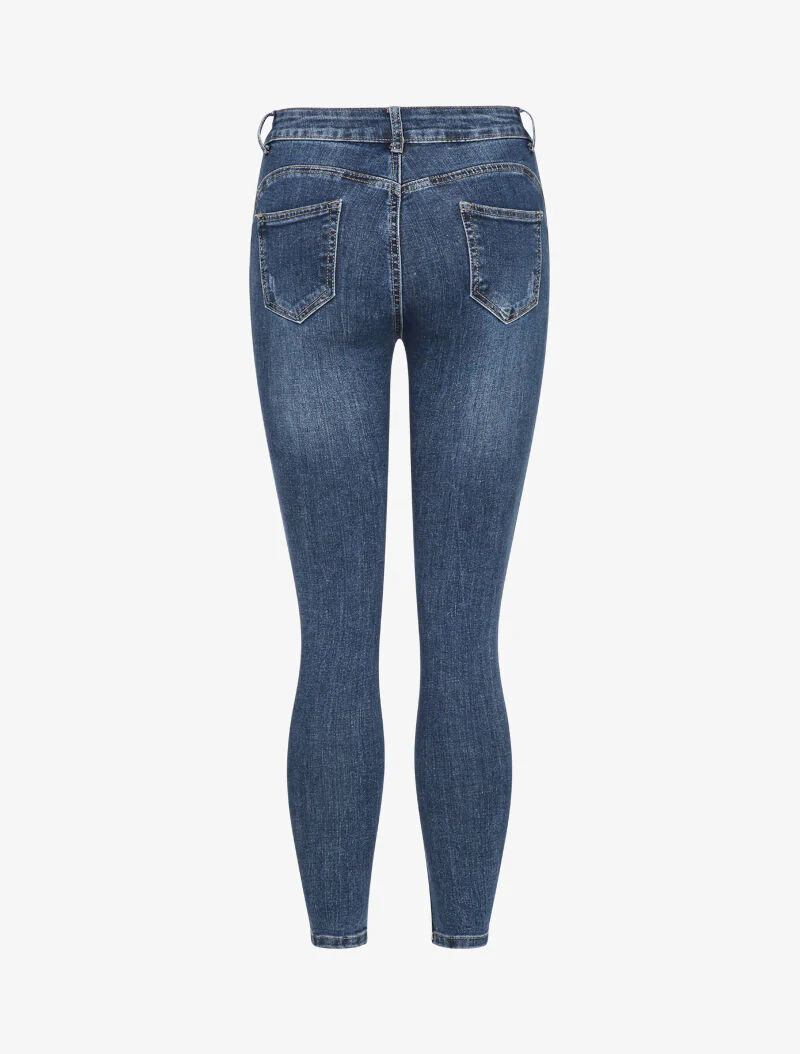 Jean ultra skinny met fijne scheuren - Blauw denim - Image 2