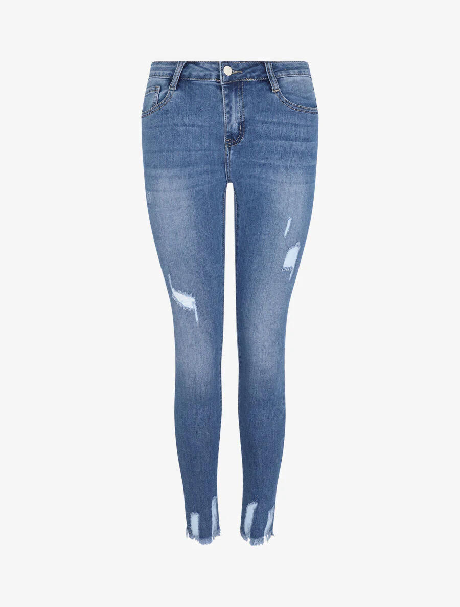 Jean 7/8 gescheurd met scherpe randen - Blauw