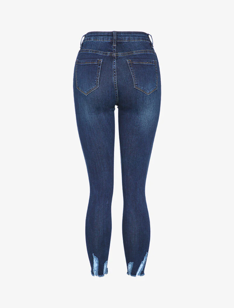 Jean 7/8 met versleten randen - Blauw - Image 2
