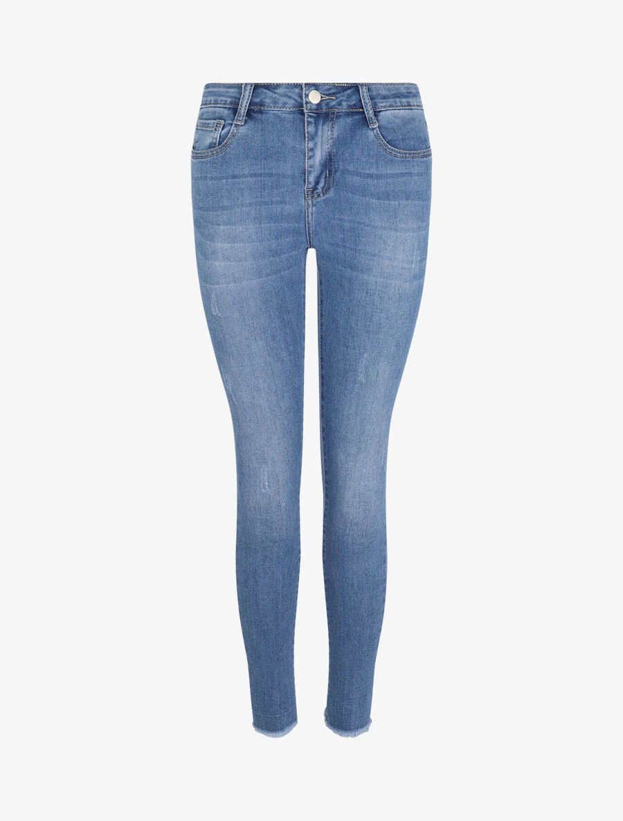 Jean 7/8 met randen scherpe snit - Blauw