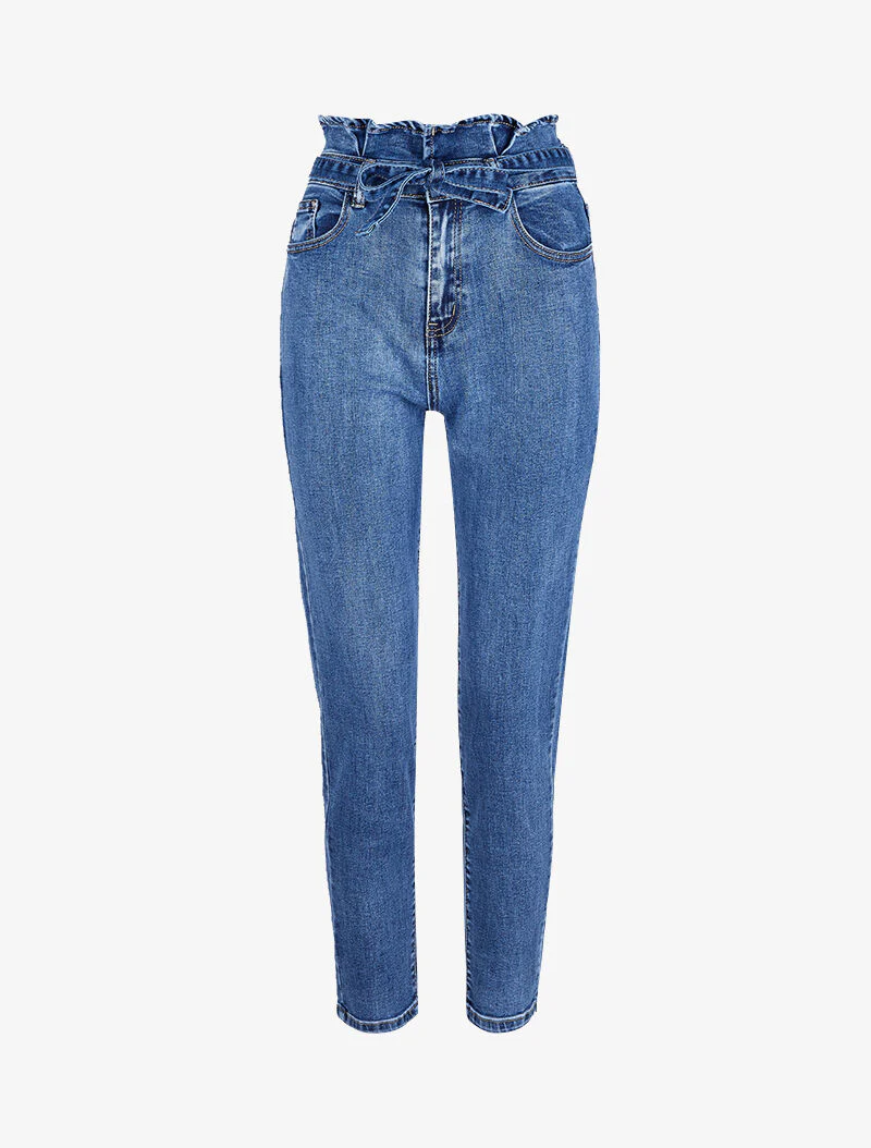 Jean boyfriend 7/8 taille haute - Blauw denim - Image 3