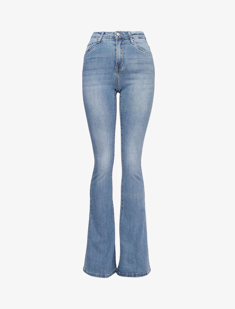 Jean flare vervaagd extra lang met standaard taille - Blauw