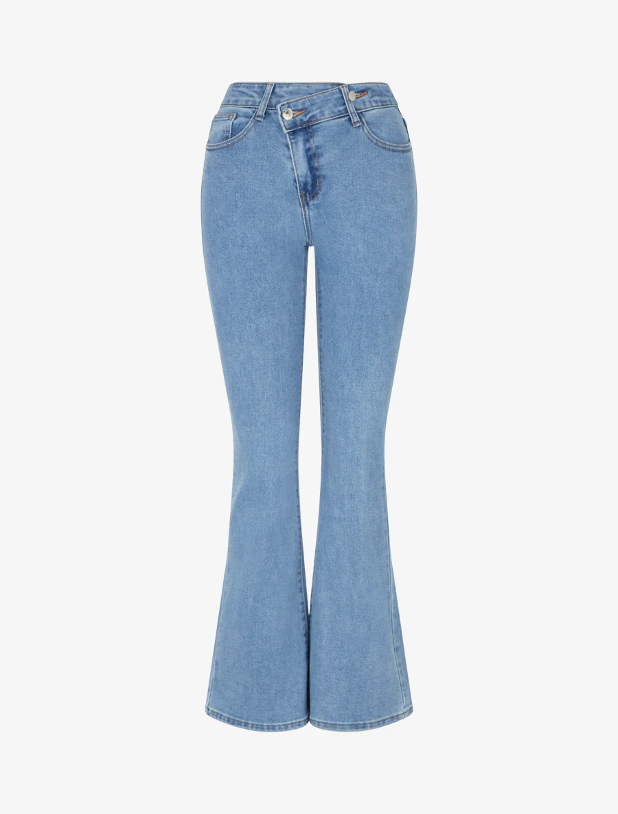 Jeans flare push-up met dubbele knoopsluiting - Lichtblauw