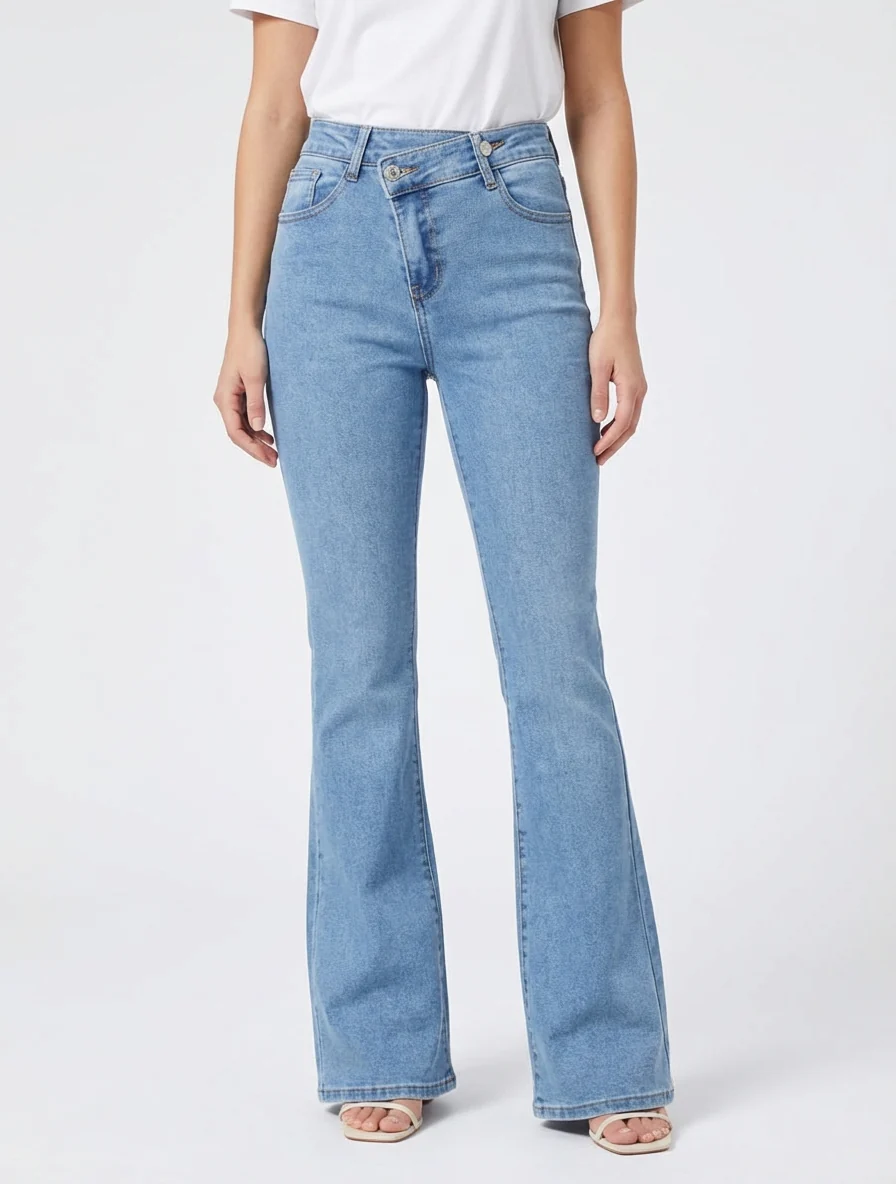 Jeans flare push-up met dubbele knoopsluiting - Lichtblauw - Image 4