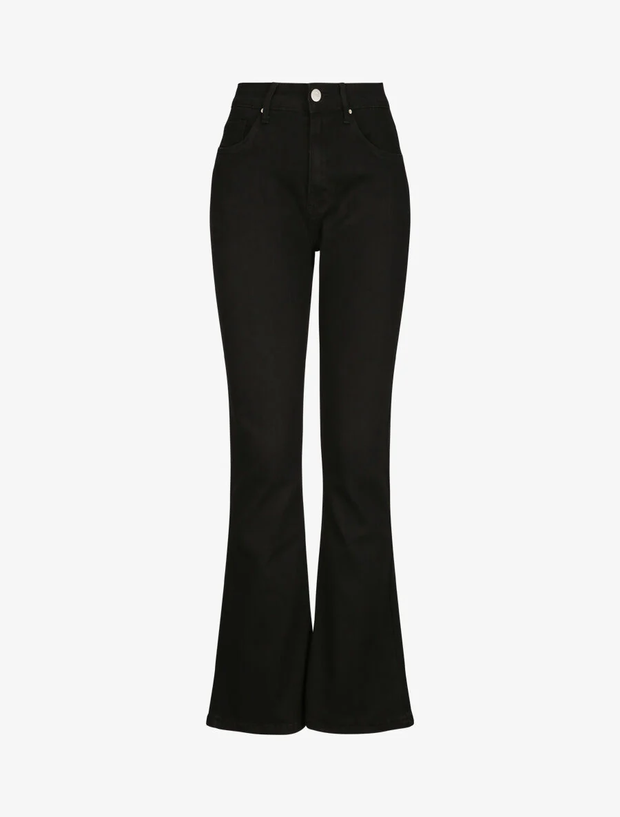 Jean met hoge taille en uitlopende pijpen - Zwart