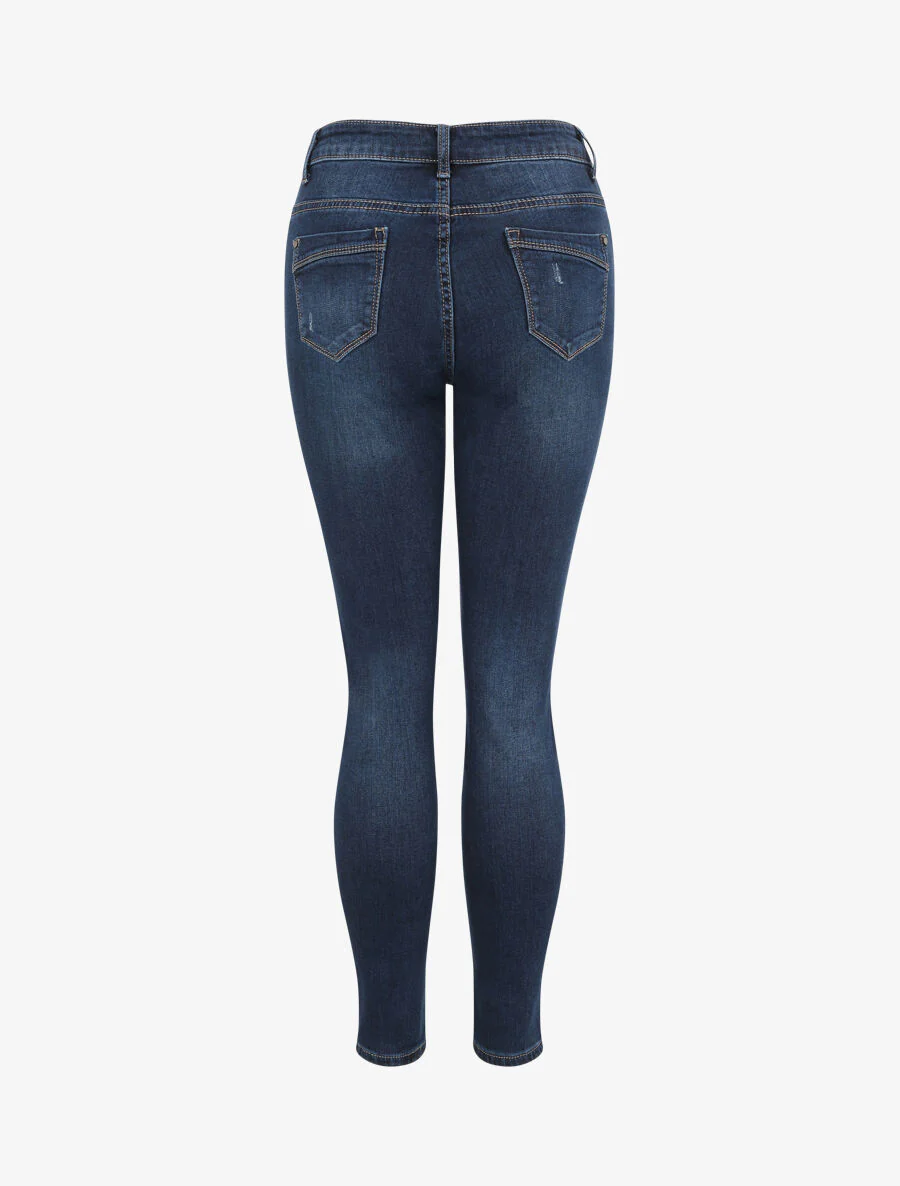 Jean hoge taille skinny met scheuren - Donkerblauw - Image 2