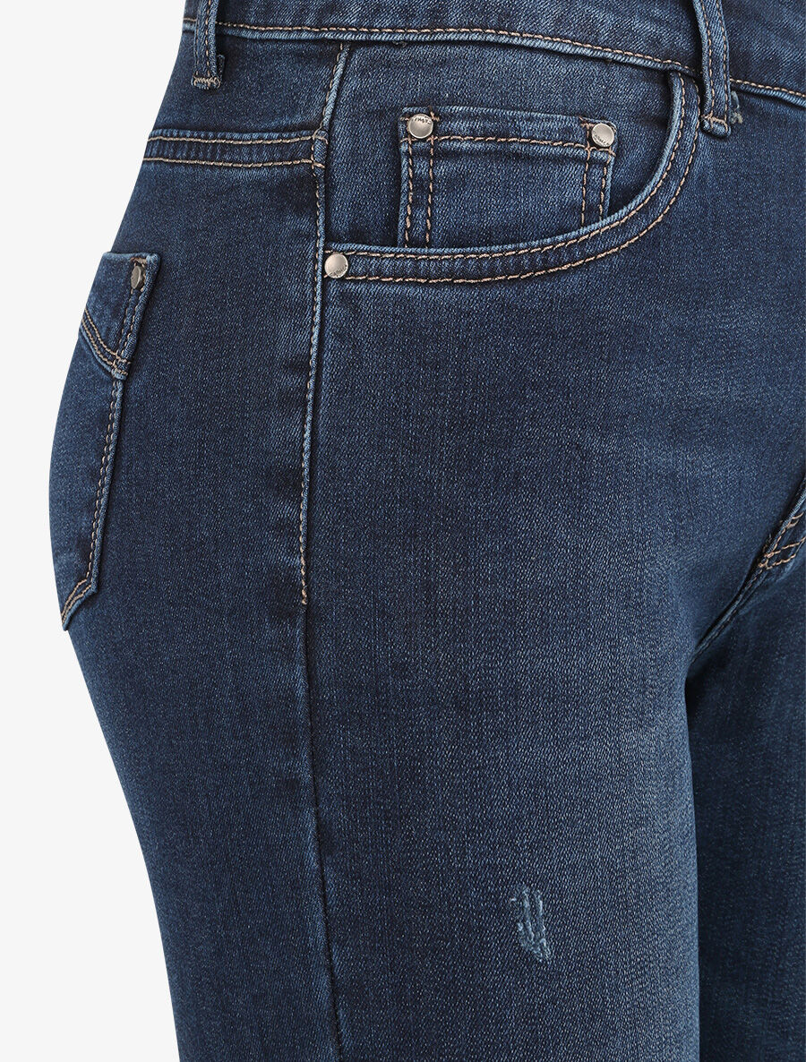 Jean hoge taille skinny met scheuren - Donkerblauw - Image 3